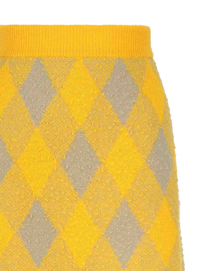 Shop Burberry Wool Skirt In Yellow