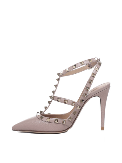 Shop Valentino Studded Pumps In Nude & Neutrals