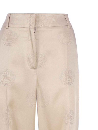 Shop Burberry Jane Silk Trousers In Beige