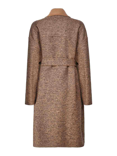 Max Mara Double-breasted Belted Coat In Marrón Oscuro