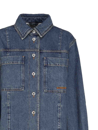 Shop Burberry Oversize Denim Shirt In Blue