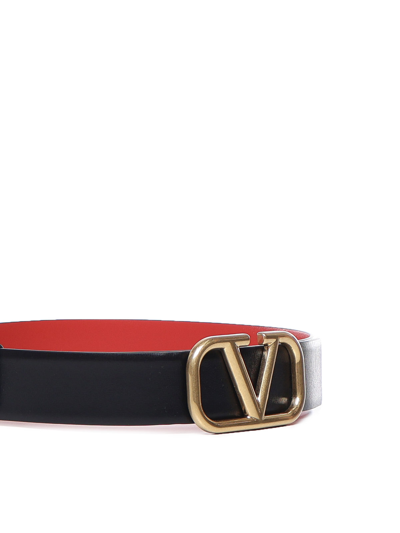 Shop Valentino Vlogo Reversible Belt In Black