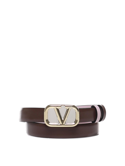 Shop Valentino Reversible Vlogo Signature Belt In Silver