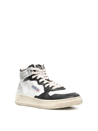 Autry Super Vintage Distressed Leather High-top Sneaker In White