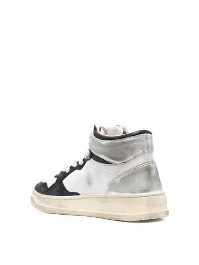 Autry Super Vintage Distressed Leather High-top Sneaker In White