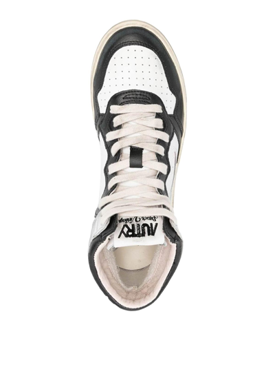Autry Super Vintage Distressed Leather High-top Sneaker In White