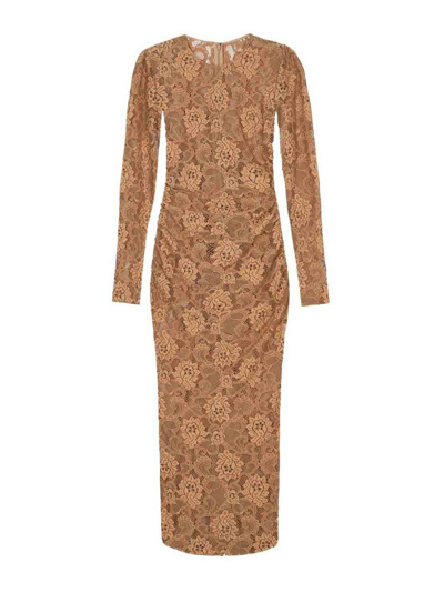 Shop Dolce & Gabbana Maxi Dress In Beige