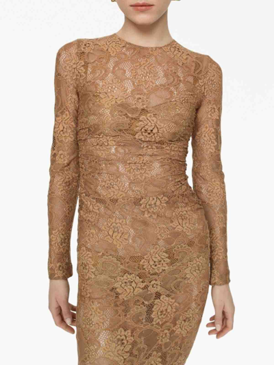 Shop Dolce & Gabbana Maxi Dress In Beige