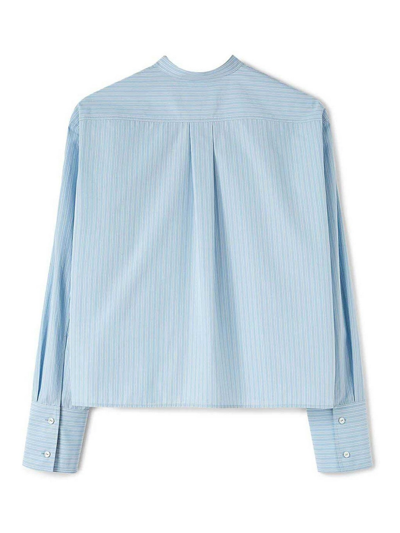 Jil Sander Striped Cotton Shirt In Light Blue