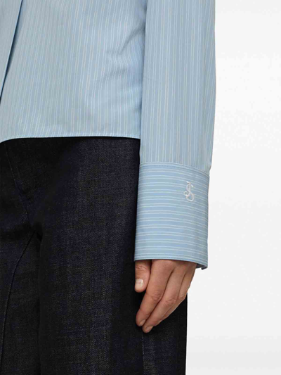 Jil Sander Striped Cotton Shirt In Light Blue