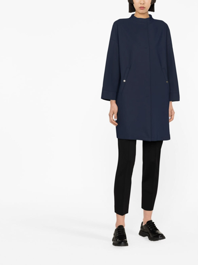 Herno Single-breasted Long-sleeve Coat In Blue