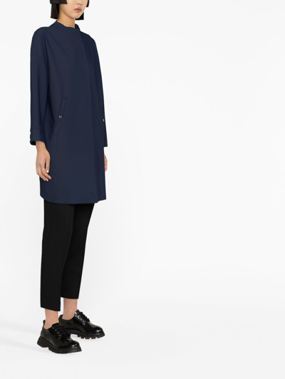 Herno Single-breasted Long-sleeve Coat In Blue