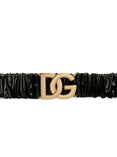 Dolce & Gabbana 40mm Interlocking Dg Elastic Belt In Black
