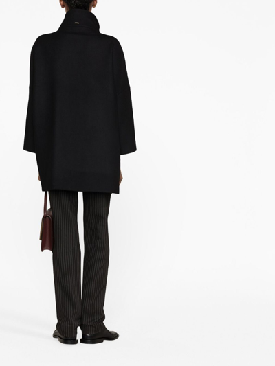 Shop Herno Wool Midi Coat In Black
