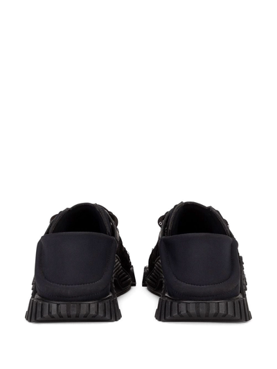 Dolce & Gabbana Ns1 Lace-up Canvas Sneakers With Lace Detail In Black