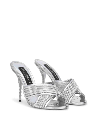Shop Dolce & Gabbana Crystal Sandals In Silver