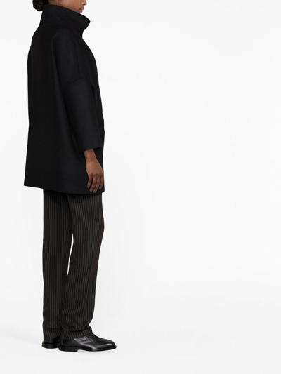 Shop Herno Wool Midi Coat In Black