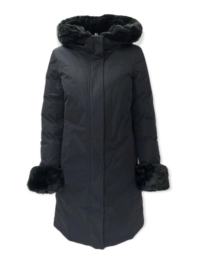 Shop Woolrich Long Eco Down Jacket With Hood In Black