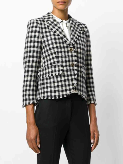 Thom Browne Blackwhite Checked Blazer In Black