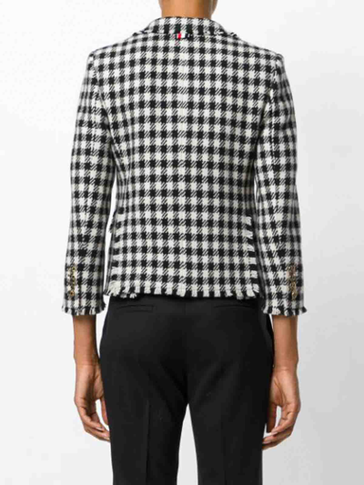 Thom Browne Blackwhite Checked Blazer In Black