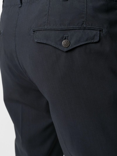 Incotex Chino Trousers With Linen And Cotton Pleats In Blue
