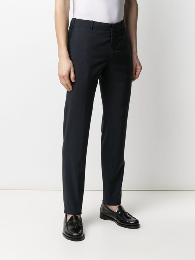 Incotex Chino Trousers With Linen And Cotton Pleats In Blue