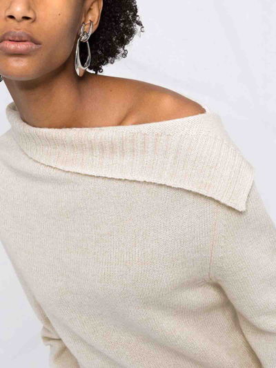 Shop Ann Demeulemeester Asymmetrical-collar Wool Jumper In White