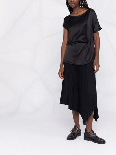 Ann Demeulemeester Asymmetrical Silk Blouse In Negro