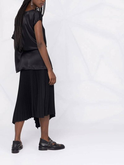 Ann Demeulemeester Asymmetrical Silk Blouse In Negro