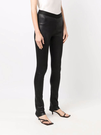Shop Ann Demeulemeester Lambskin Stretch-waistband Trousers In Black