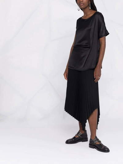 Ann Demeulemeester Asymmetrical Silk Blouse In Negro