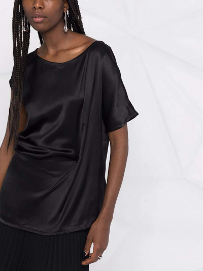 Ann Demeulemeester Asymmetrical Silk Blouse In Negro