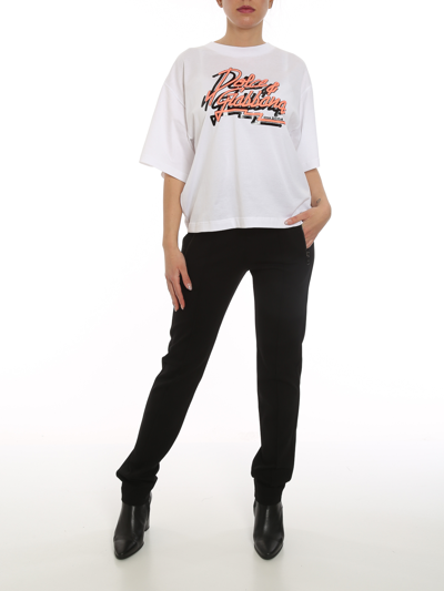 Dolce & Gabbana Logoed Waistband Trousers In Black