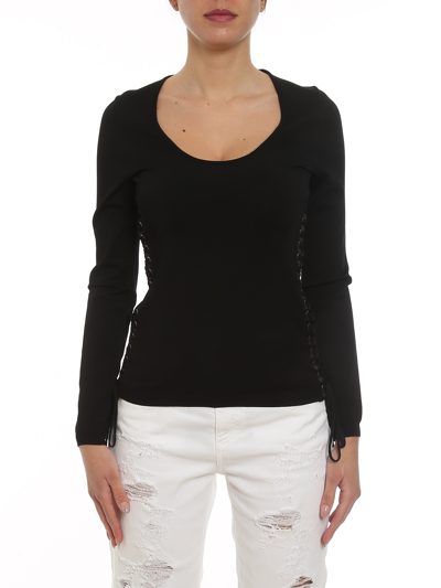 Dolce & Gabbana Corset Style Sides Crewneck In Black