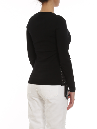 Dolce & Gabbana Corset Style Sides Crewneck In Black