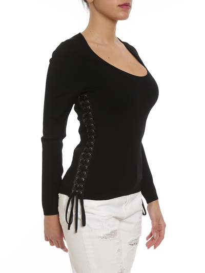 Dolce & Gabbana Corset Style Sides Crewneck In Black