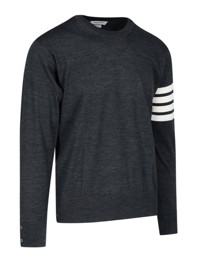 Thom Browne Stripe Sleeve Sweatshirt In Gris