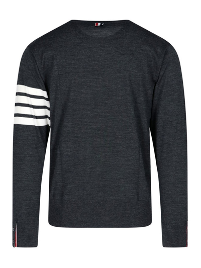 Thom Browne Stripe Sleeve Sweatshirt In Gris