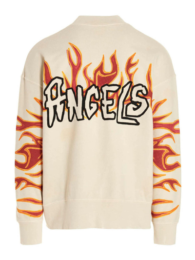 Shop Palm Angels Graffiti Flames Sweatshirt In Blanco