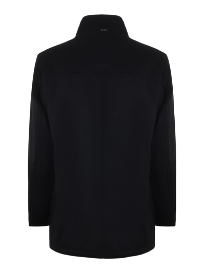 Shop Hugo Boss Virgin Wool Coat In Black