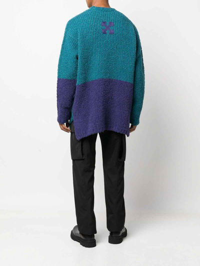 Shop Off-white Chunky Knit Jumper In Blue