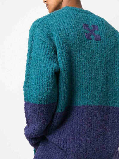Shop Off-white Chunky Knit Jumper In Blue