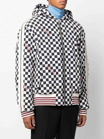 Shop Palm Angels Zip-up Hooded Jacket In Negro