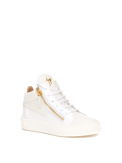 Shop Giuseppe Zanotti Double Zip Leather Sneakers In White