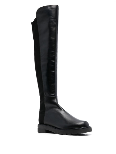 Shop Stuart Weitzman Lift Asymmetric Knee Boots In Negro