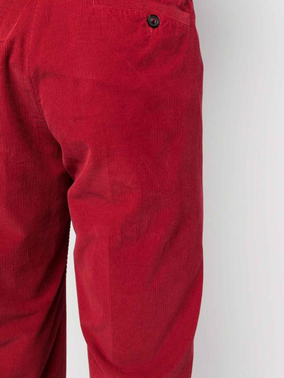 Shop Maison Margiela Corduroy Straight-leg Trousers In Red
