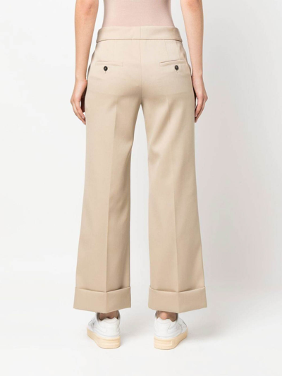 Shop Lanvin Mid-rise Cropped Wool Trousers In Beige