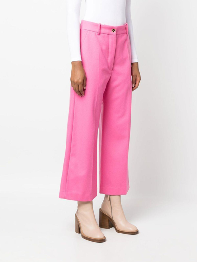 Shop Patou Cropped Flared Trousers In Nude & Neutrals
