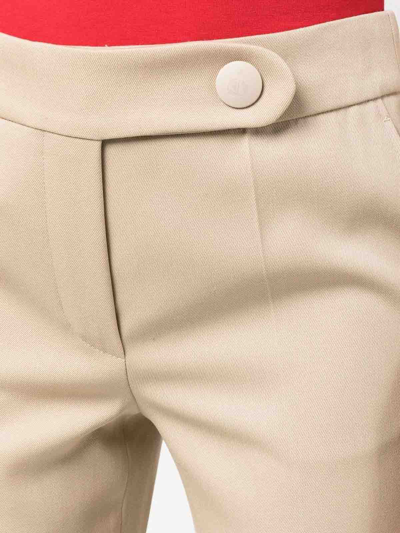 Shop Lanvin Mid-rise Cropped Wool Trousers In Beige