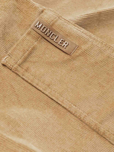 Shop Moncler High-waisted Straight Trousers In Brown